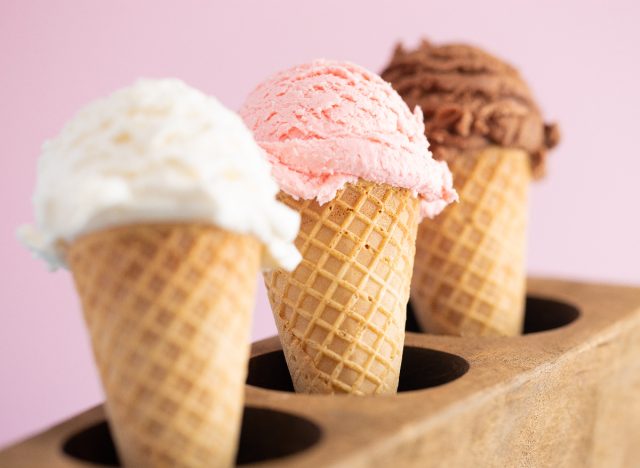 three ice cream cones