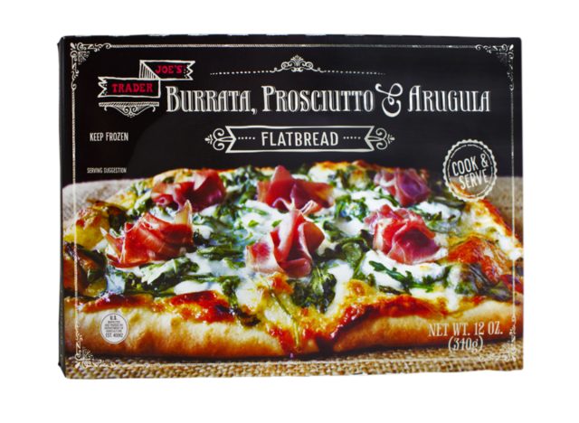 trader joe's burrata, prosciutto & arugula frozen flatbread