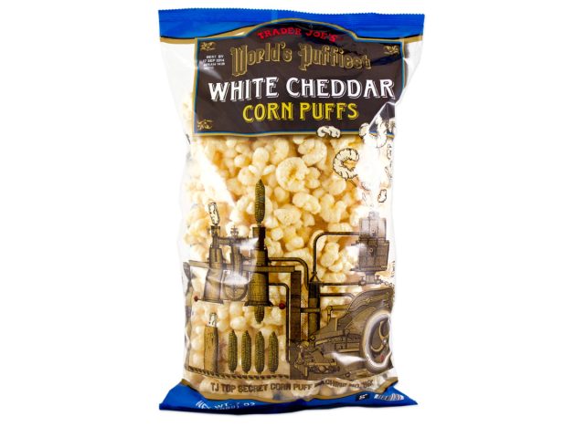 trader joe's world's puffiest white cheddar corn puffs