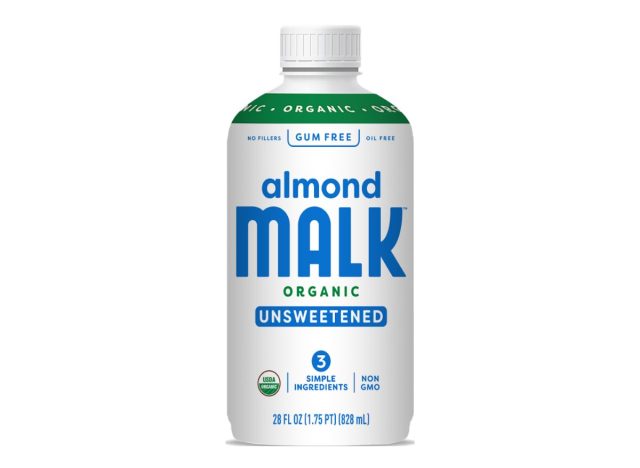 carton of Almond Malk on a white background