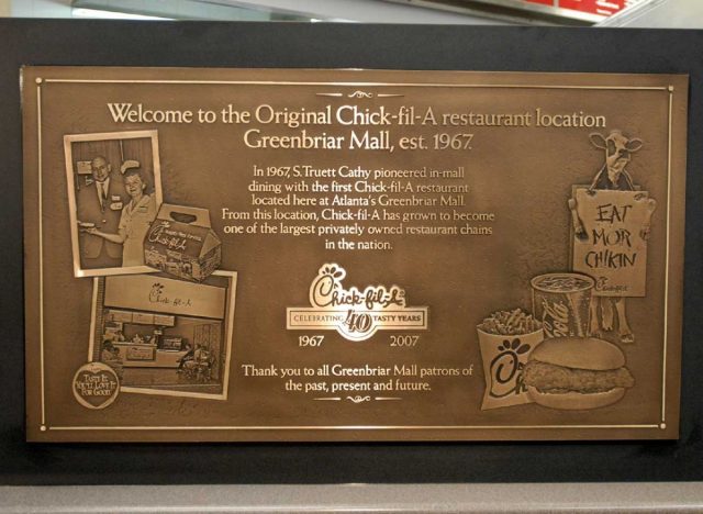 Chick-fil-A Greenbriar Mall plaque