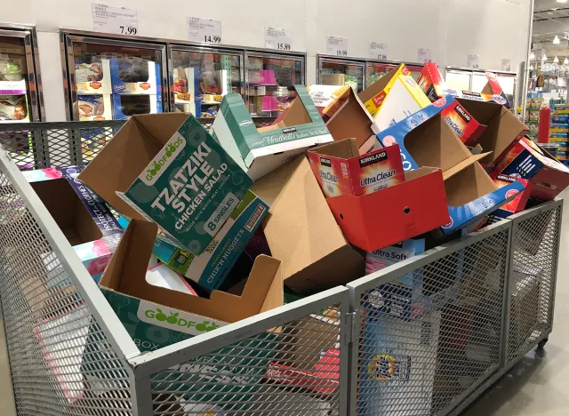 Empty boxes at a Costco Warehouse store.