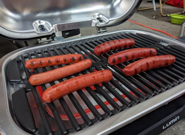 Hot dogs on the grill