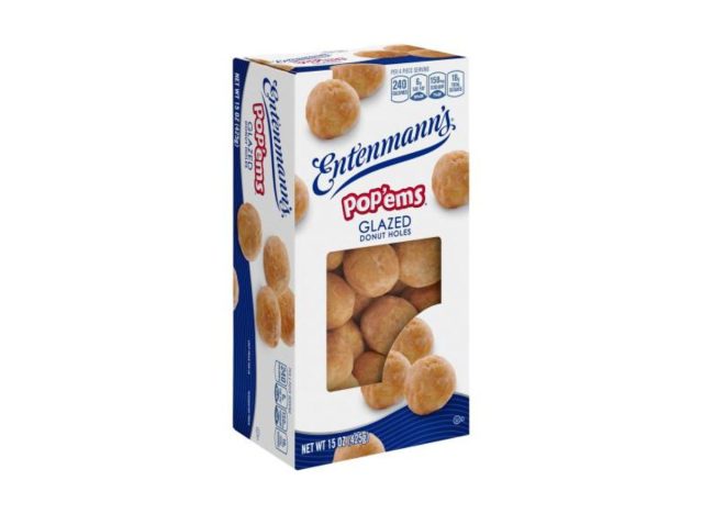 box of Entenmenn's donut holes on a white background