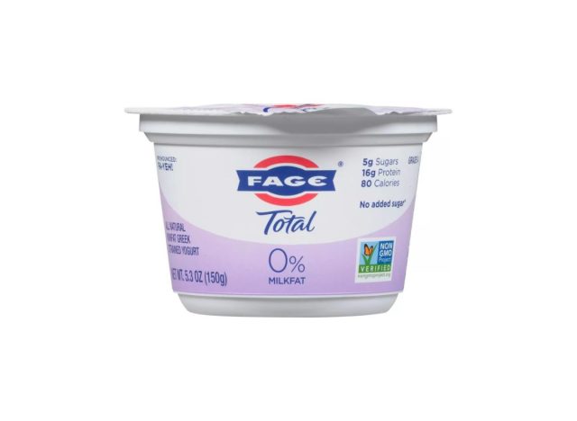 carton of Fage Greek Yogurt on a white background