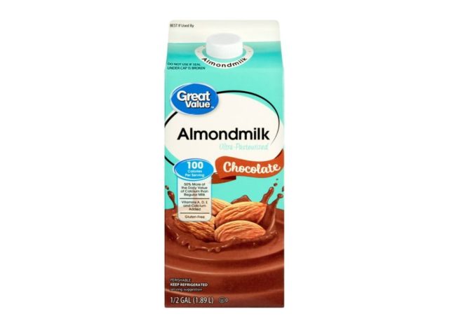 carton of chocolate almond milk from Walmart