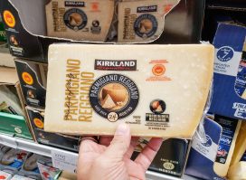 Kirkland Signature parmigiano reggiano cheese at a local Costco.
