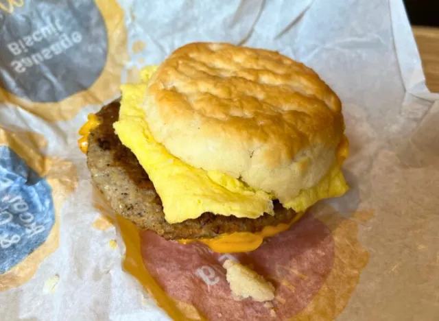 McDonalds sausage biscuit sandwich