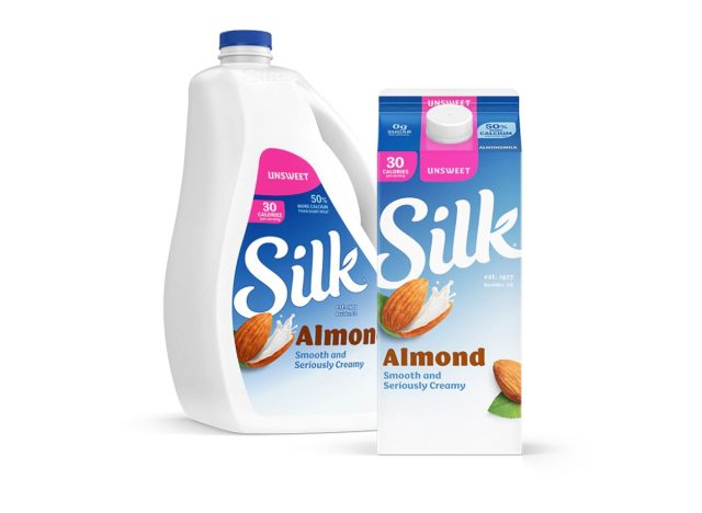 two cartons of Silk almond milk