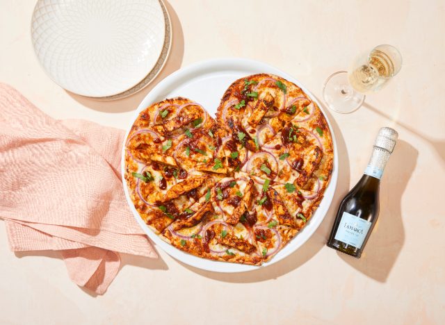 california pizza kitchen mother's day heart-shaped-pizza and prosecco