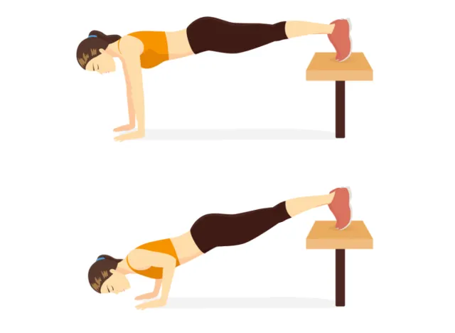 illustration of feet-elevated pushups