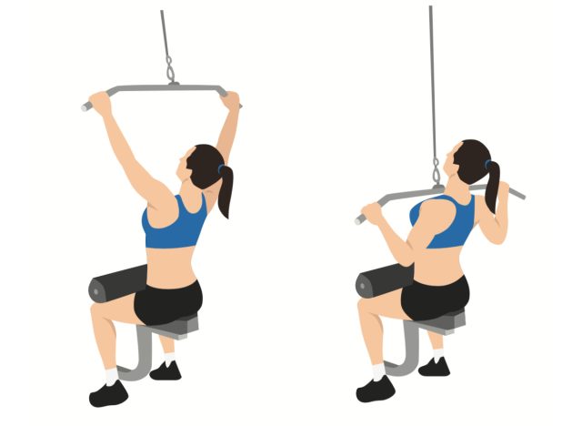 lat pulldown illustration to get rid of underarm fat