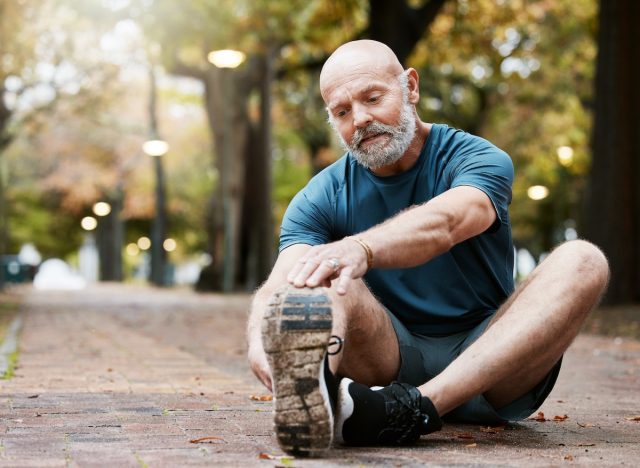 mature man stretching