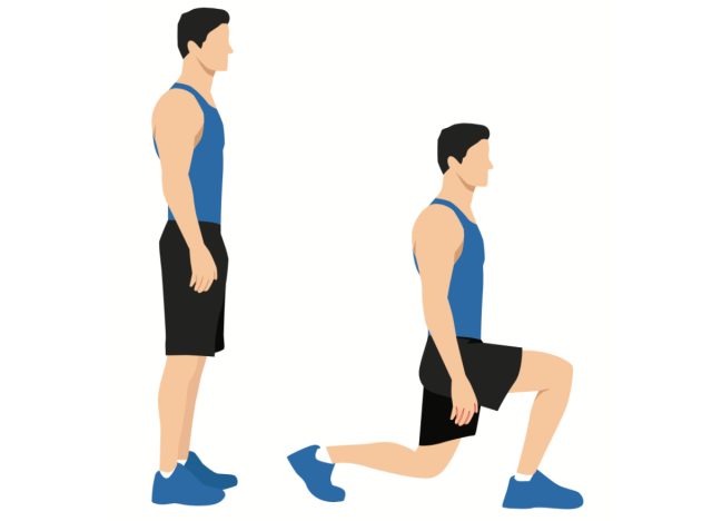 reverse lunges exercise, concept of muscle-building exercises for beginners