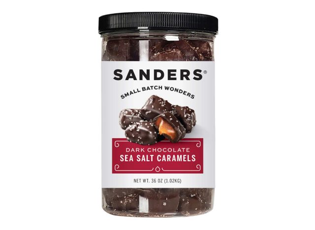 sanders dark chocolate sea salt caramels container