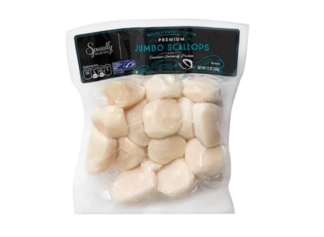 specially selected scallops in a bag.