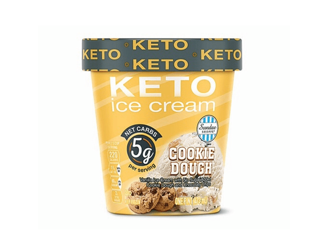 a pint of sundae shoppe keto ice cream.