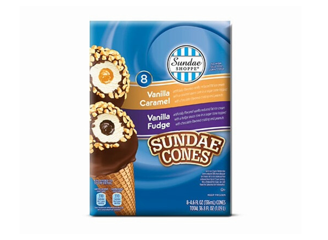 a box of sundae shoppe nut cones.