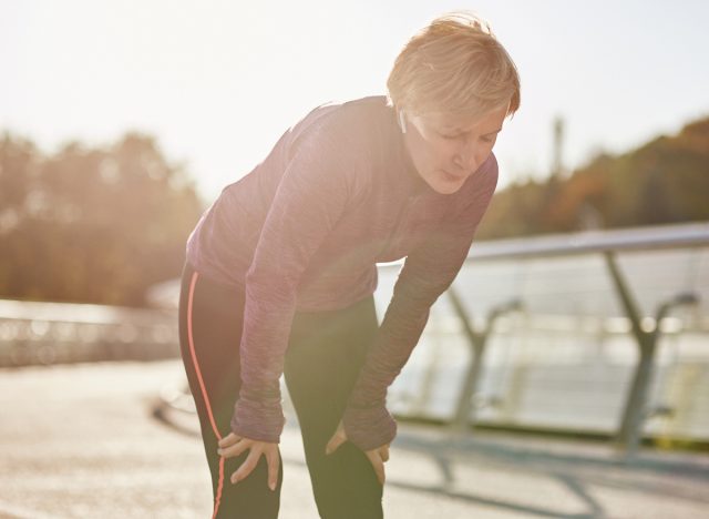 tired mature woman on a run