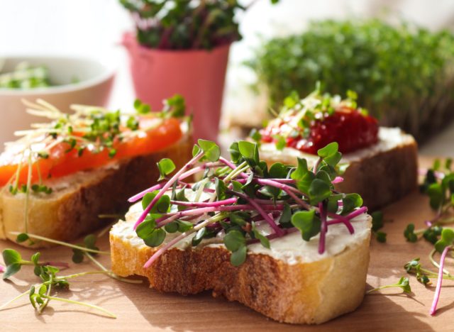 toasts with microgreens