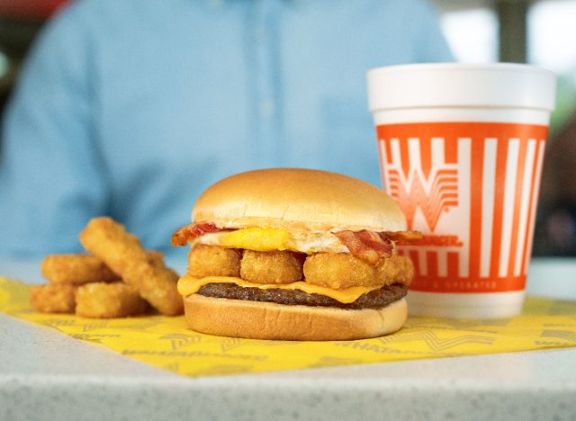whataburger breakfast burger and drink