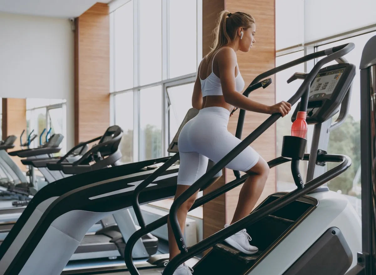 woman doing StairMaster workout at the gym