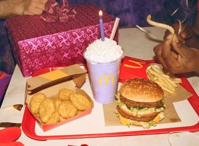 McDonalds Grimace shake and birthday meal