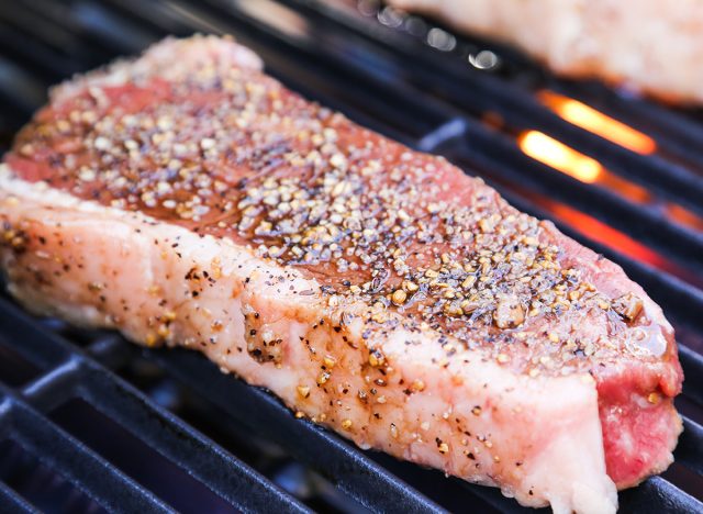 New York strip steak on the grill