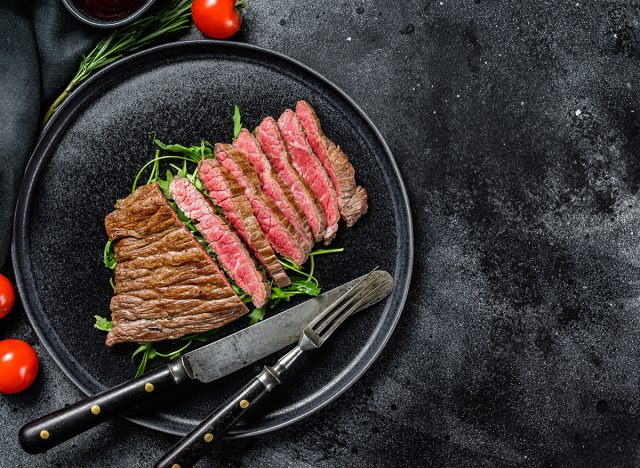 Grilled and cut Flat Iron steak.