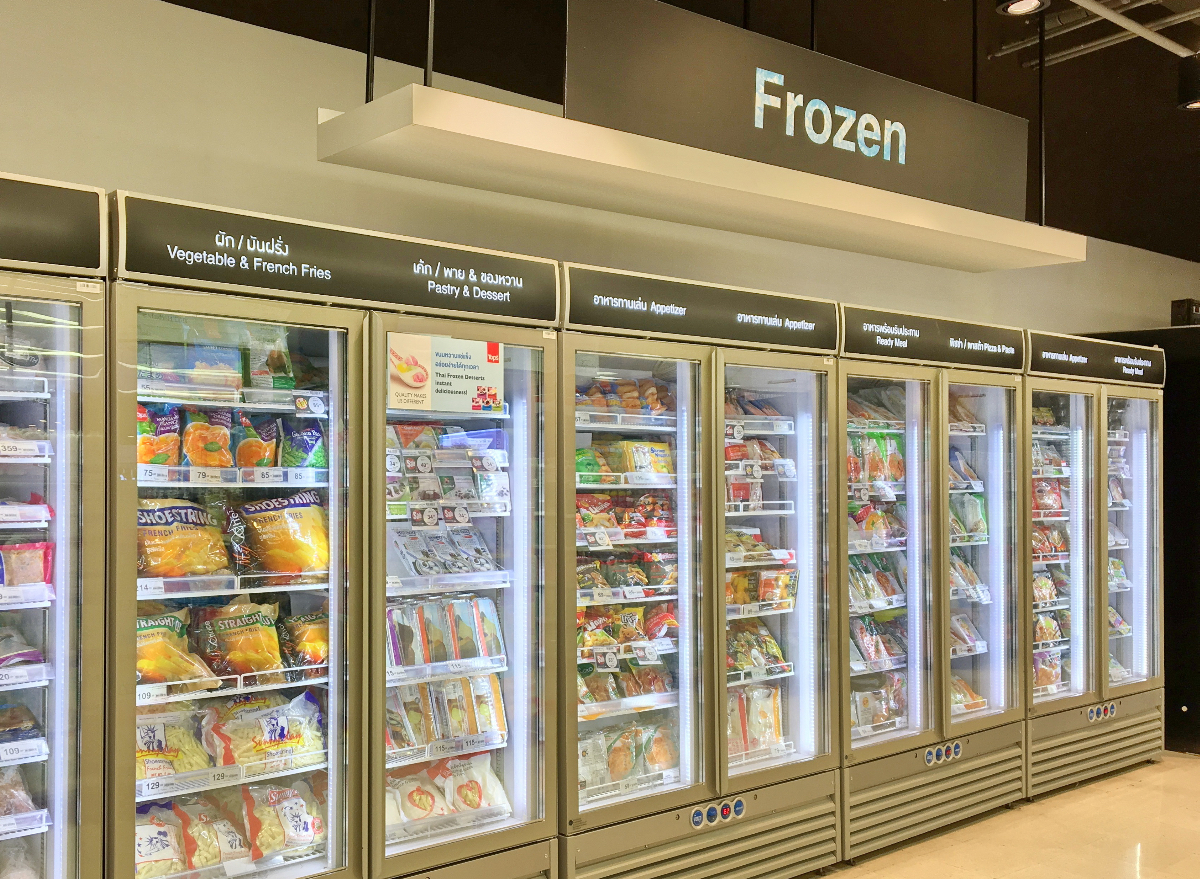 frozen foods in a grocery store display