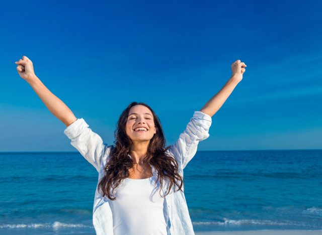 happy woman at the beach