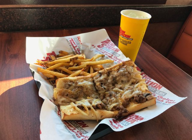 penn station east coast subs' philadelphia cheesesteak and fries