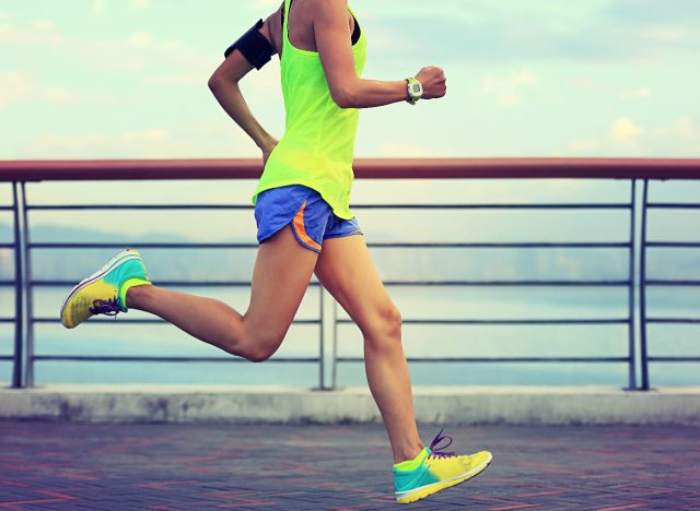 close-up woman running