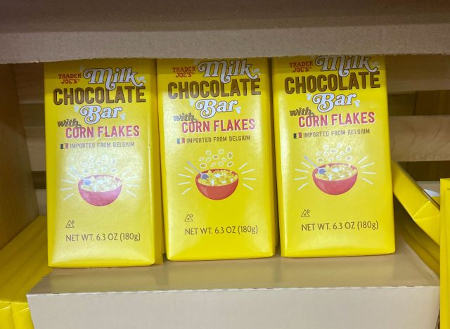 trader joe's milk chocolate bar with corn flakes