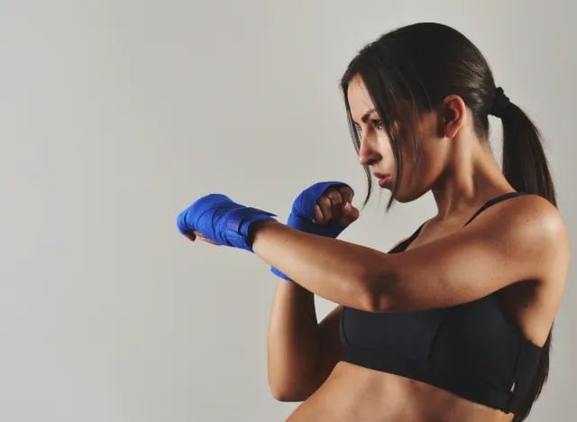 woman shadow boxing