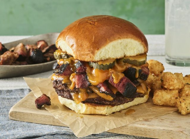 BBQ & Bacon Brisket Burger with Candied Bacon