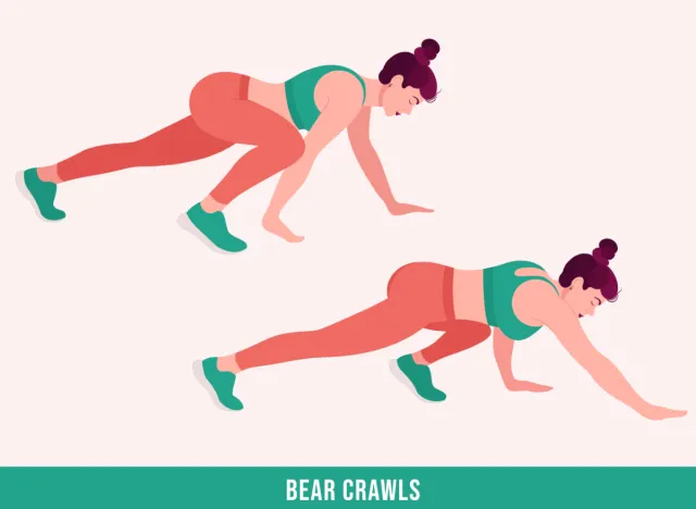 illustration of a woman doing bear crawls