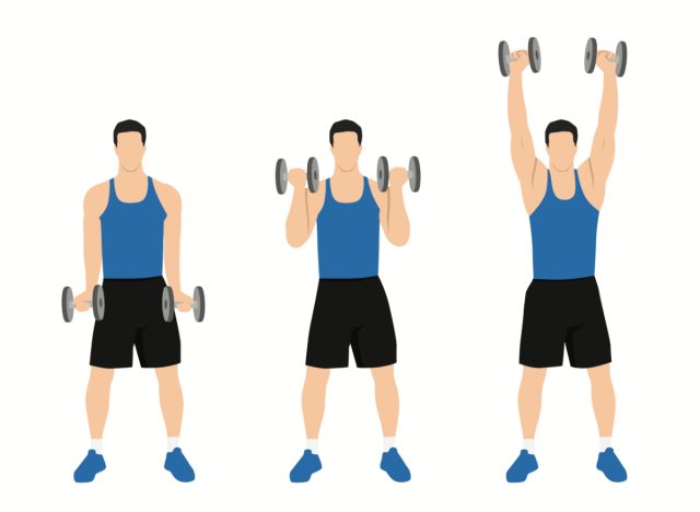 dumbbell curl to press