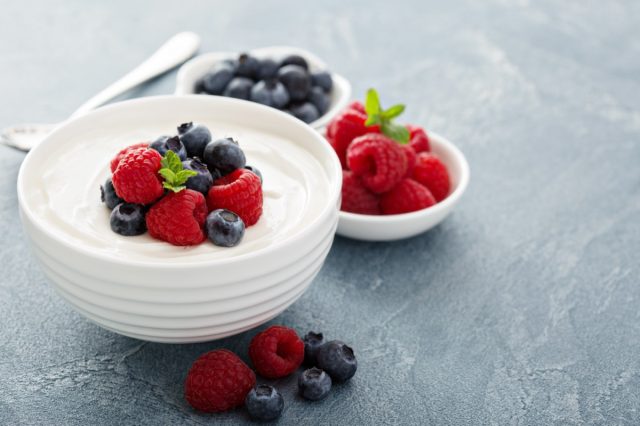 Healthy Greek yogurt bowl with fresh berries