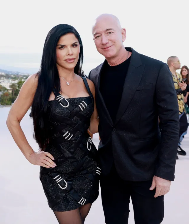Lauren Sánchez and Jeff Bezos attend the Versace FW23 Show