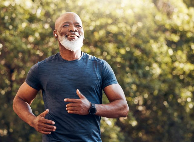 mature man running outdoors