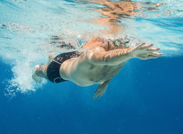 middle-aged man swimming