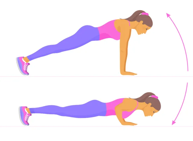 pushups illustration, concept of strength workouts to boost muscular endurance