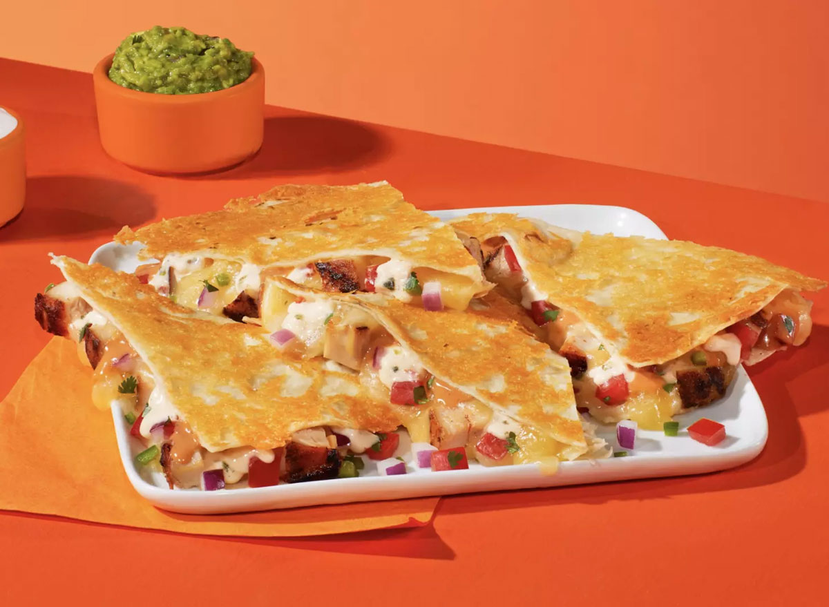 Qdoba cheese crusted quesadilla chicken