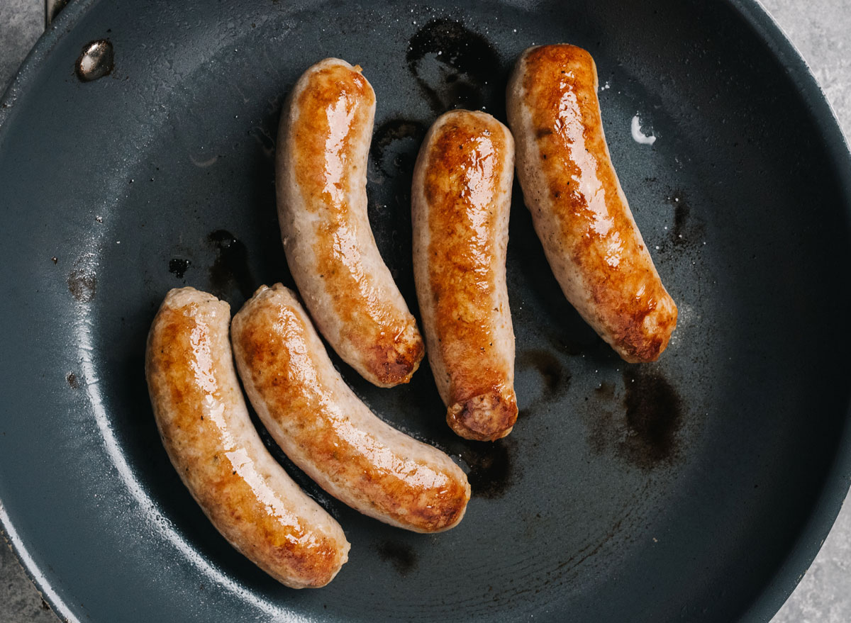 sausage in frying pan
