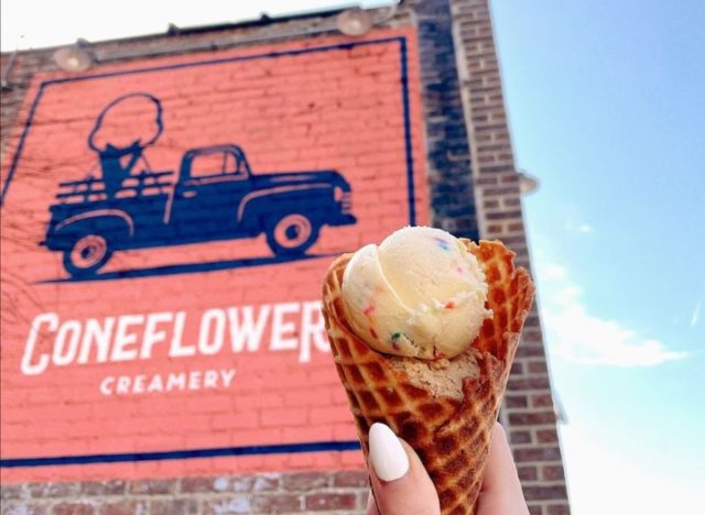 Coneflower Creamery exterior and ice cream cone