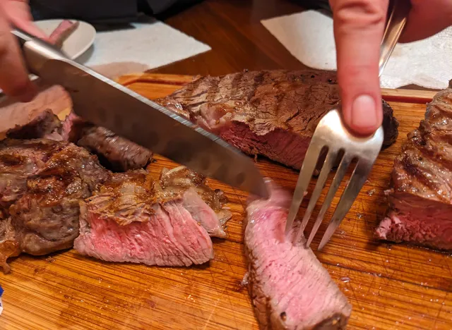 Slicing up steaks from Costco