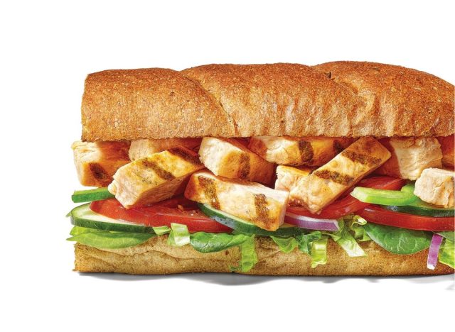 Grilled chicken subway sandwich