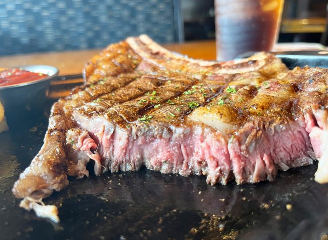 Inside view of the bone-in ribeye at Outback Steakhouse