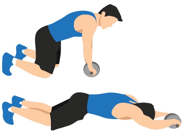 Ab Rollouts, concepto de entrenamiento de abdominales para hombres.